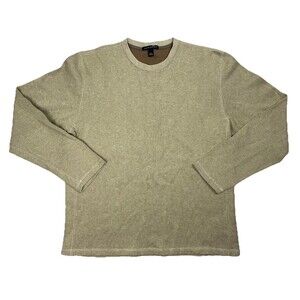 Banana Republic Sweater Mens Large Crewneck Lightweight Gold Beige Quiet Luxury